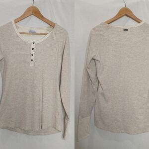Columbia Shirt Along the Gorge Thermal Henley Long Sleeve Cream Tan‎ Large